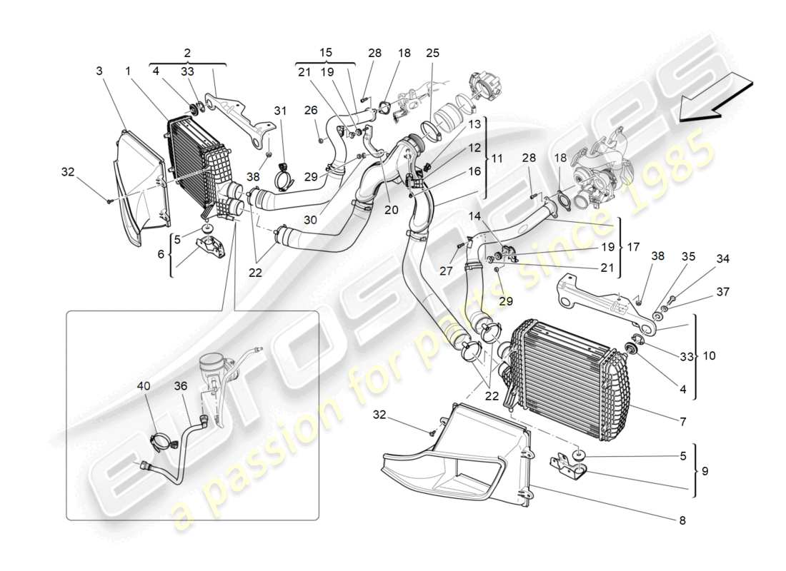 maserati levante (2017) intercooler system parts diagram