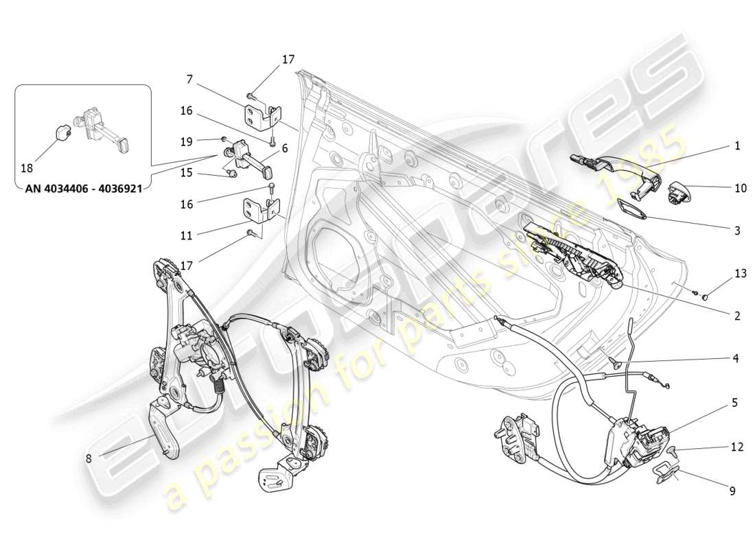 maserati quattroporte (2018) rear doors: mechanisms part diagram