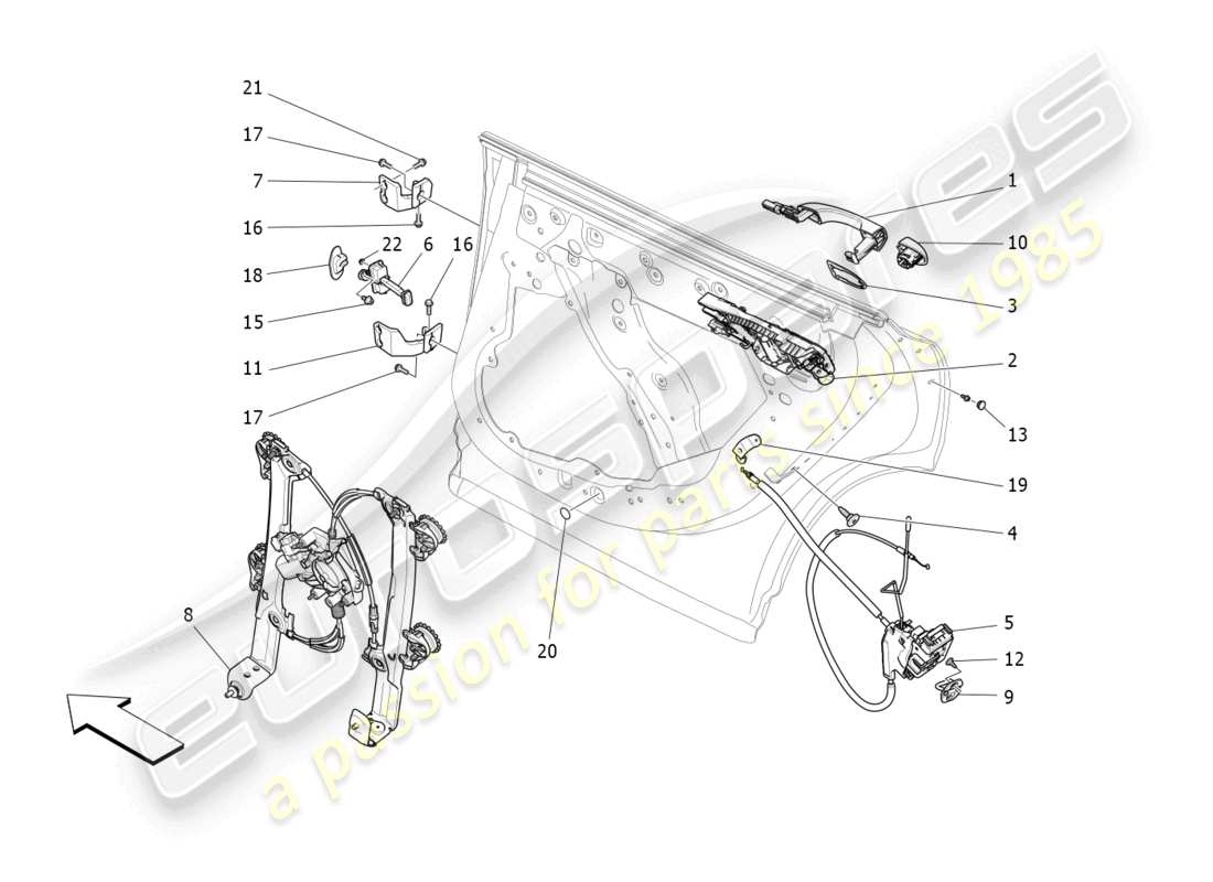 maserati levante (2017) rear doors: mechanisms part diagram