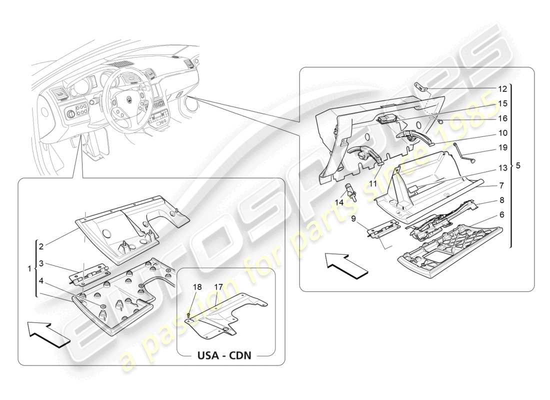 maserati grancabrio mc (2013) glove compartments part diagram