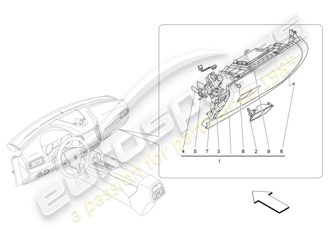 maserati levante modena s (2022) glove compartments part diagram