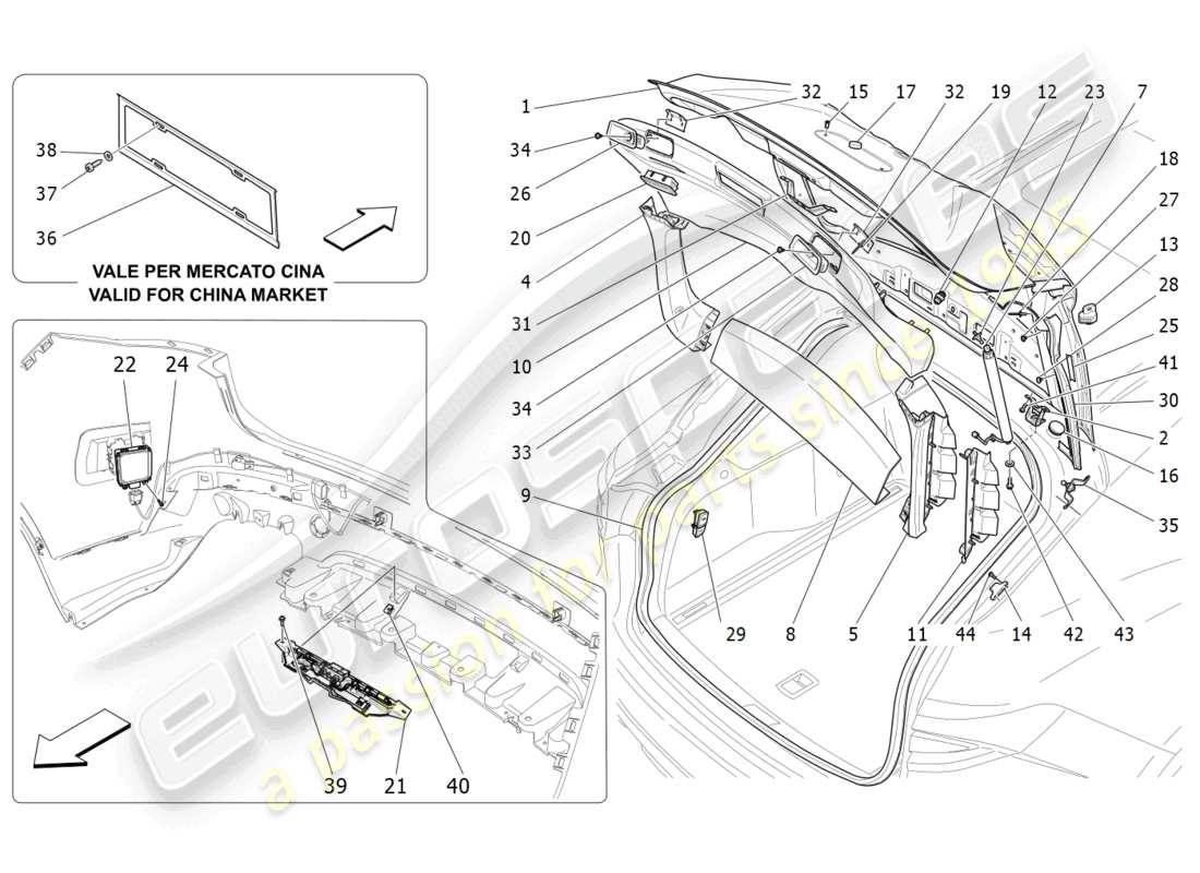 maserati levante modena s (2022) rear liftgate part diagram