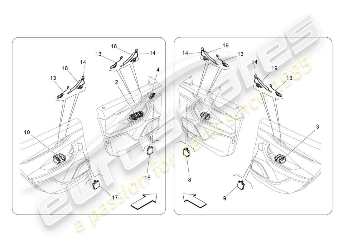 maserati levante gts (2020) door devices part diagram