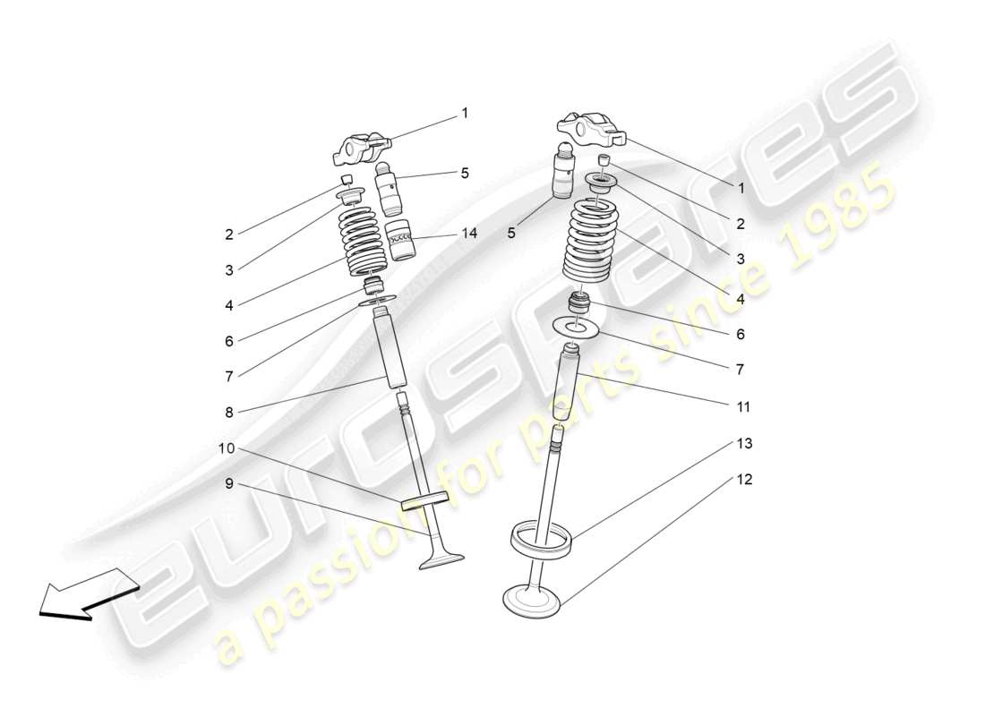 maserati levante modena s (2022) valves part diagram