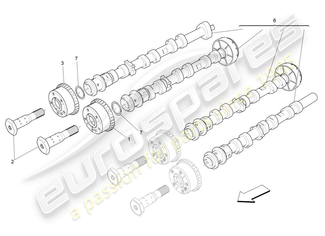 maserati levante (2019) rh cylinder head camshafts part diagram