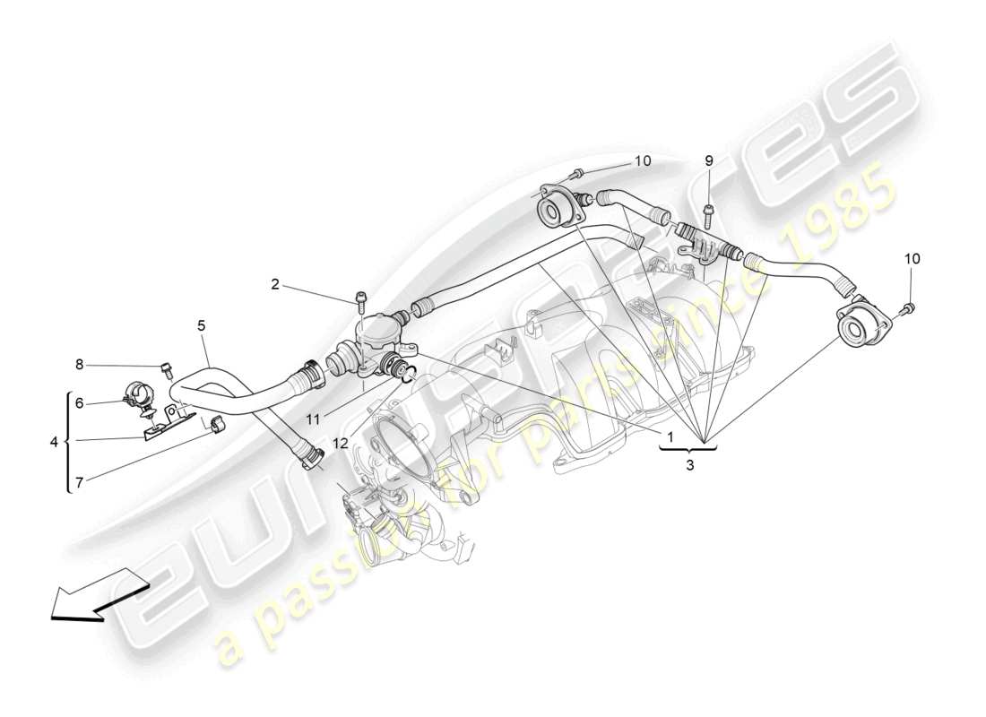 maserati levante tributo (2021) oil vapour recirculation system part diagram