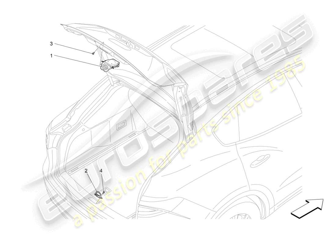 maserati levante (2020) rear liftgate opening control part diagram