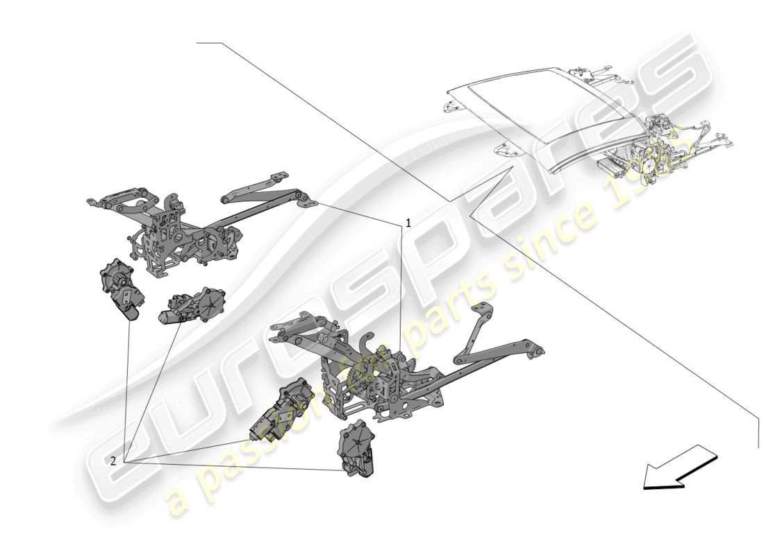 maserati mc20 cielo (2023) electrical capote: movement parts part diagram