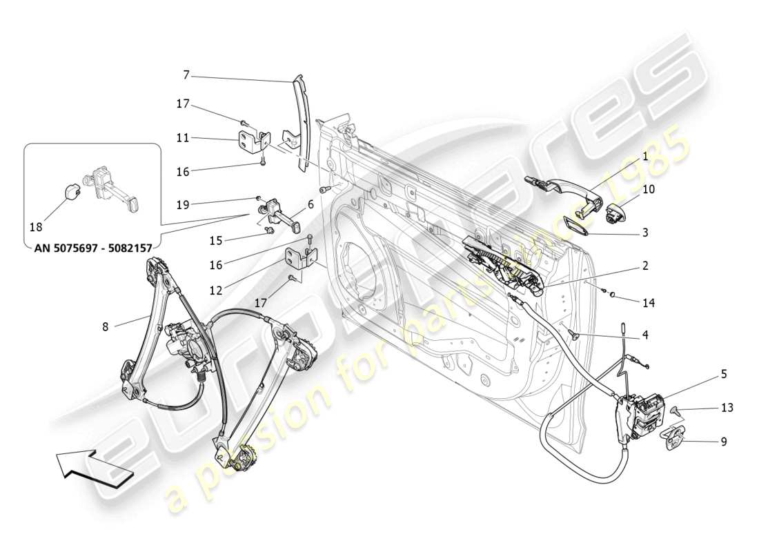 maserati ghibli fragment (2022) front doors: mechanisms part diagram