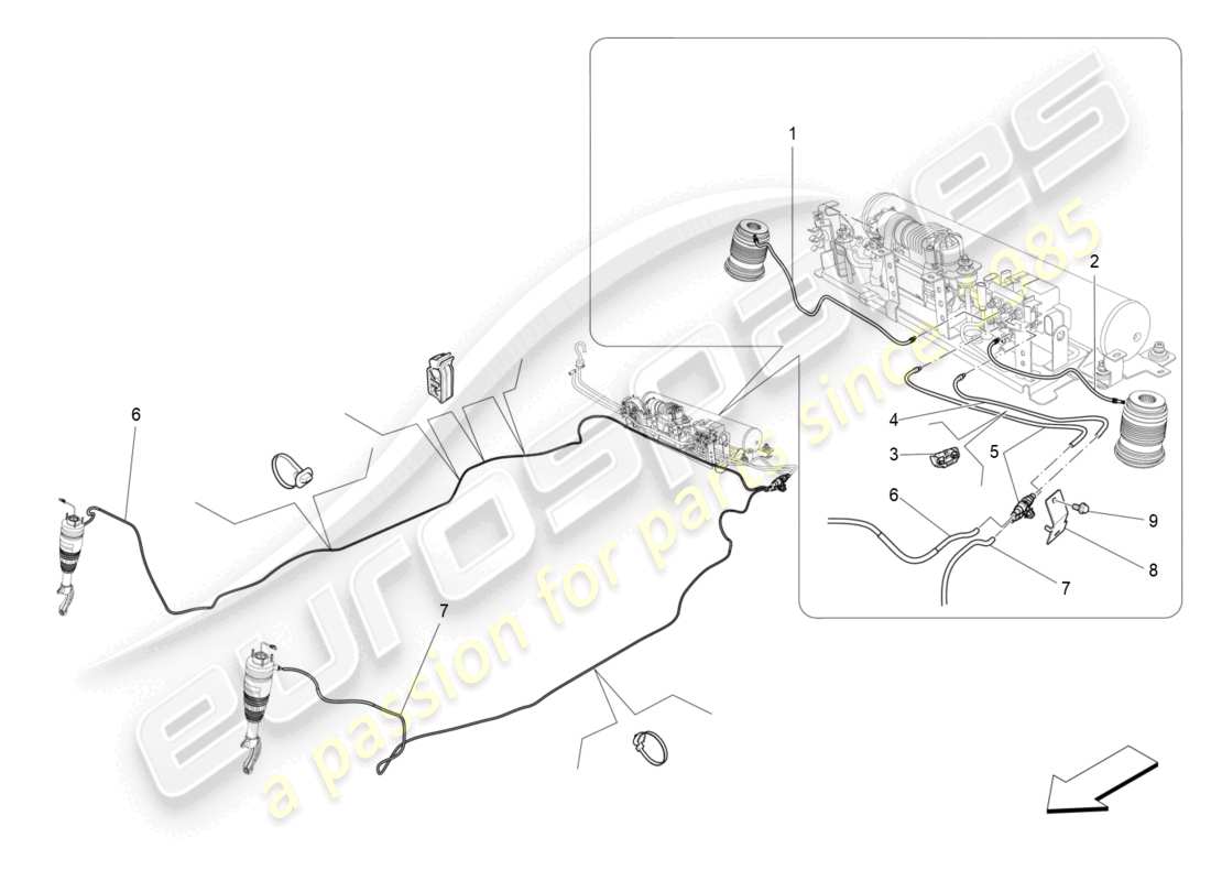 maserati levante tributo (2021) air suspension system part diagram