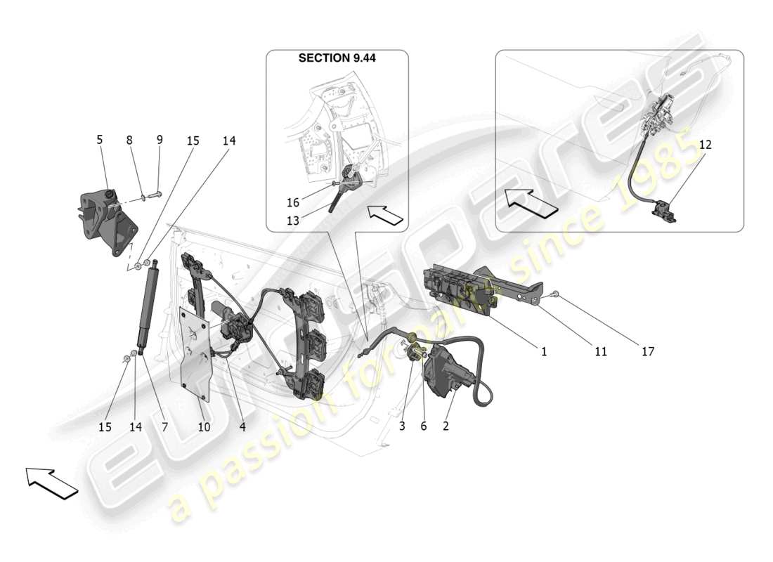 maserati mc20 (2022) doors: mechanisms part diagram