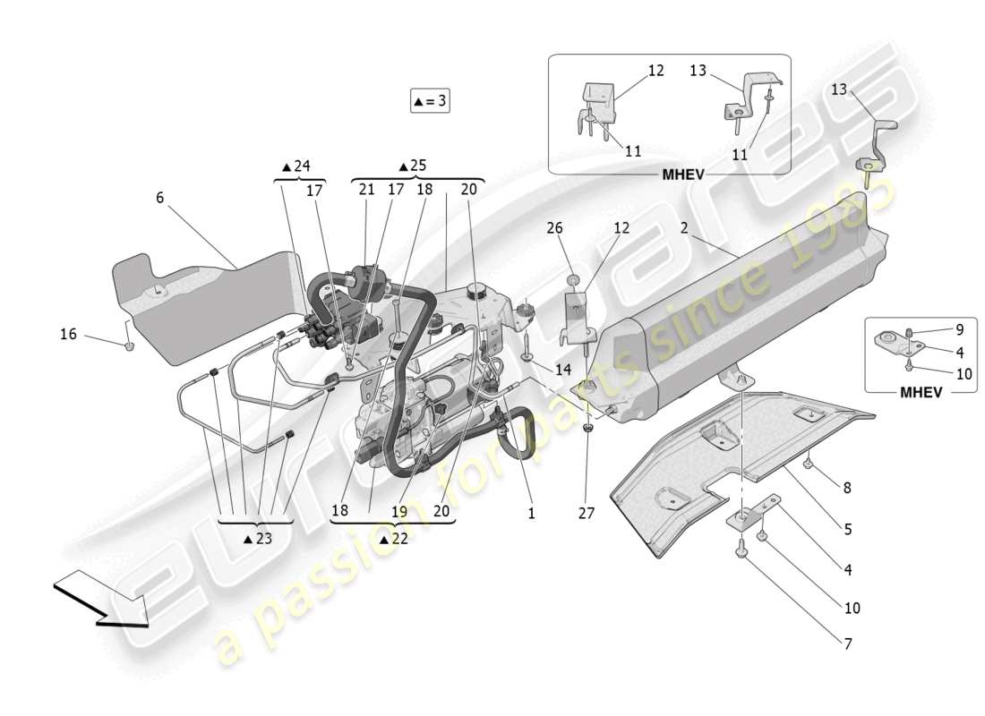 maserati grecale trofeo (2023) air suspension system part diagram