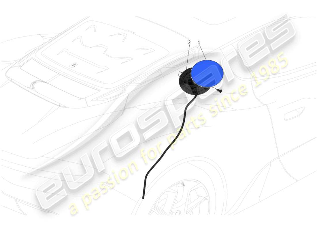 maserati mc20 (2023) fuel tank door and controls part diagram