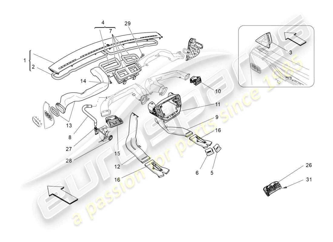 maserati ghibli fragment (2022) a/c unit: diffusion part diagram