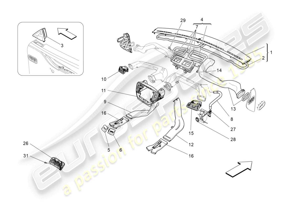 maserati ghibli fragment (2022) a/c unit: diffusion part diagram