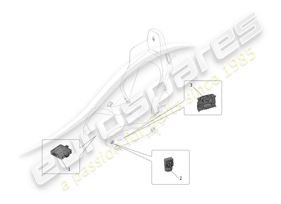 maserati mc20 (2022) seats: mechanics and electronics part diagram