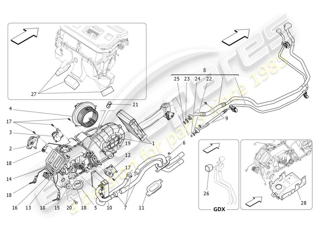 maserati levante trofeo (2020) a/c unit: tunnel devices part diagram