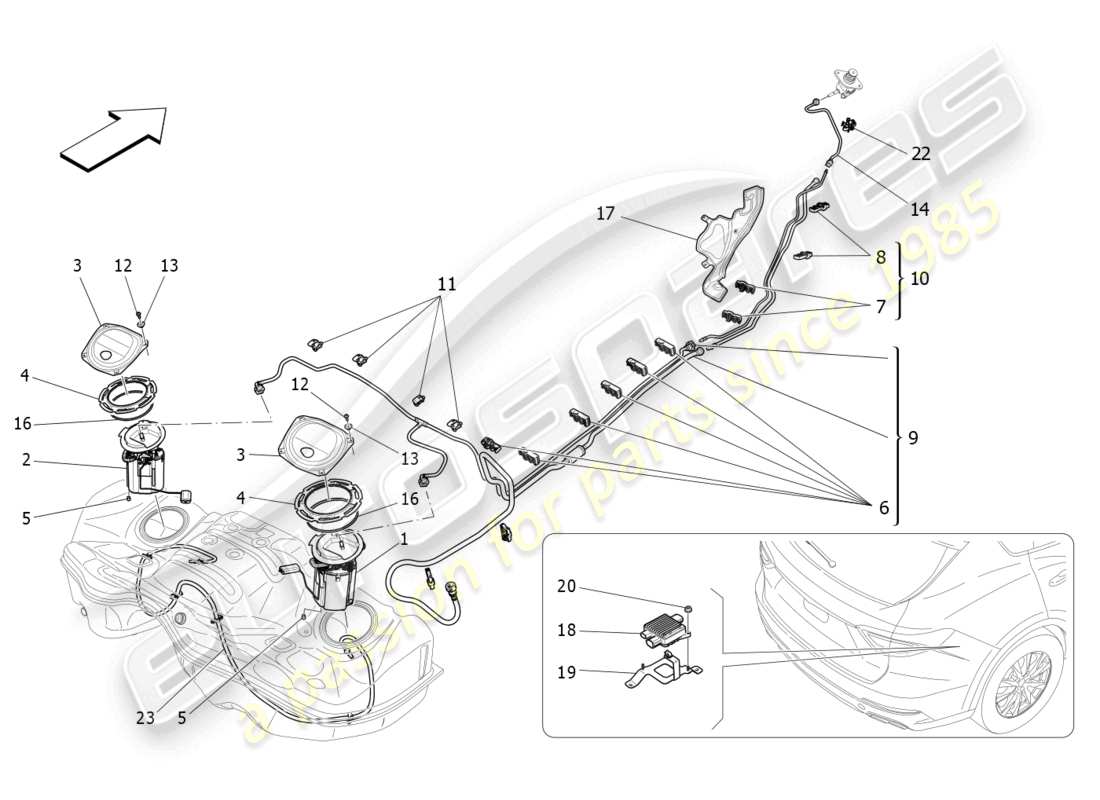 maserati levante trofeo (2020) fuel pumps and connection lines part diagram