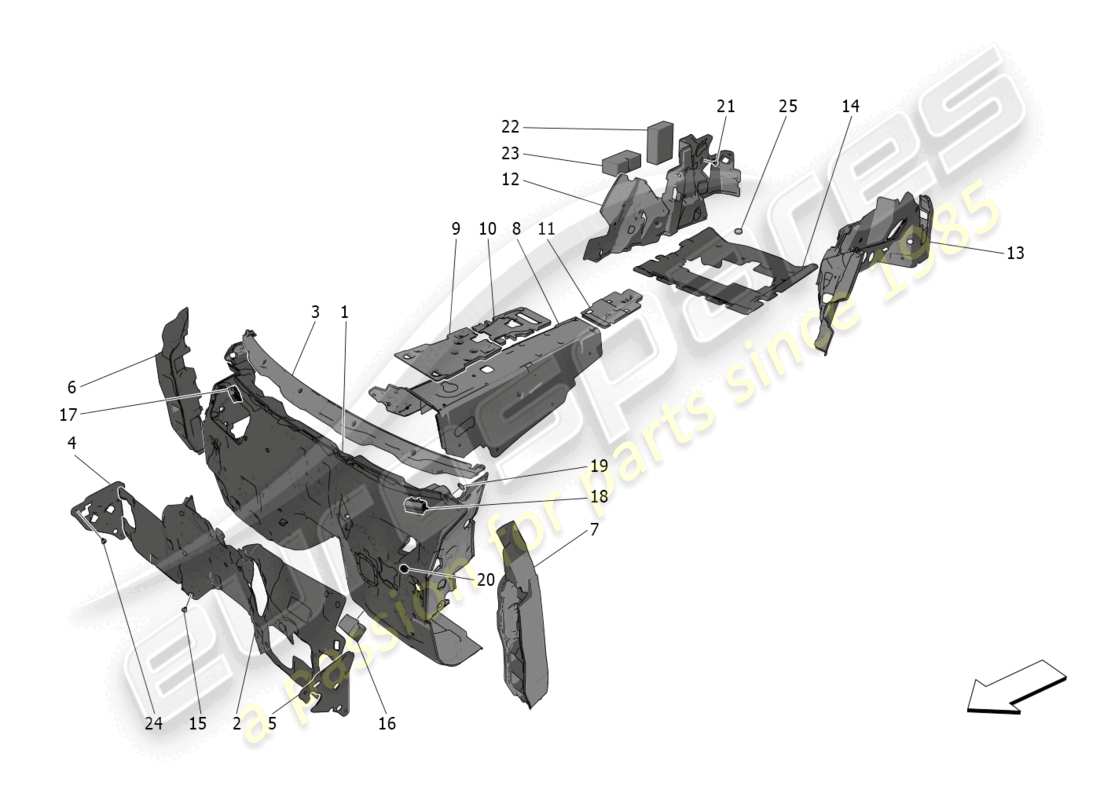 maserati grecale trofeo (2023) sound-proofing panels inside the vehicle part diagram