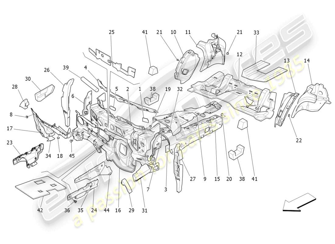 maserati quattroporte (2018) sound-proofing panels inside the vehicle part diagram