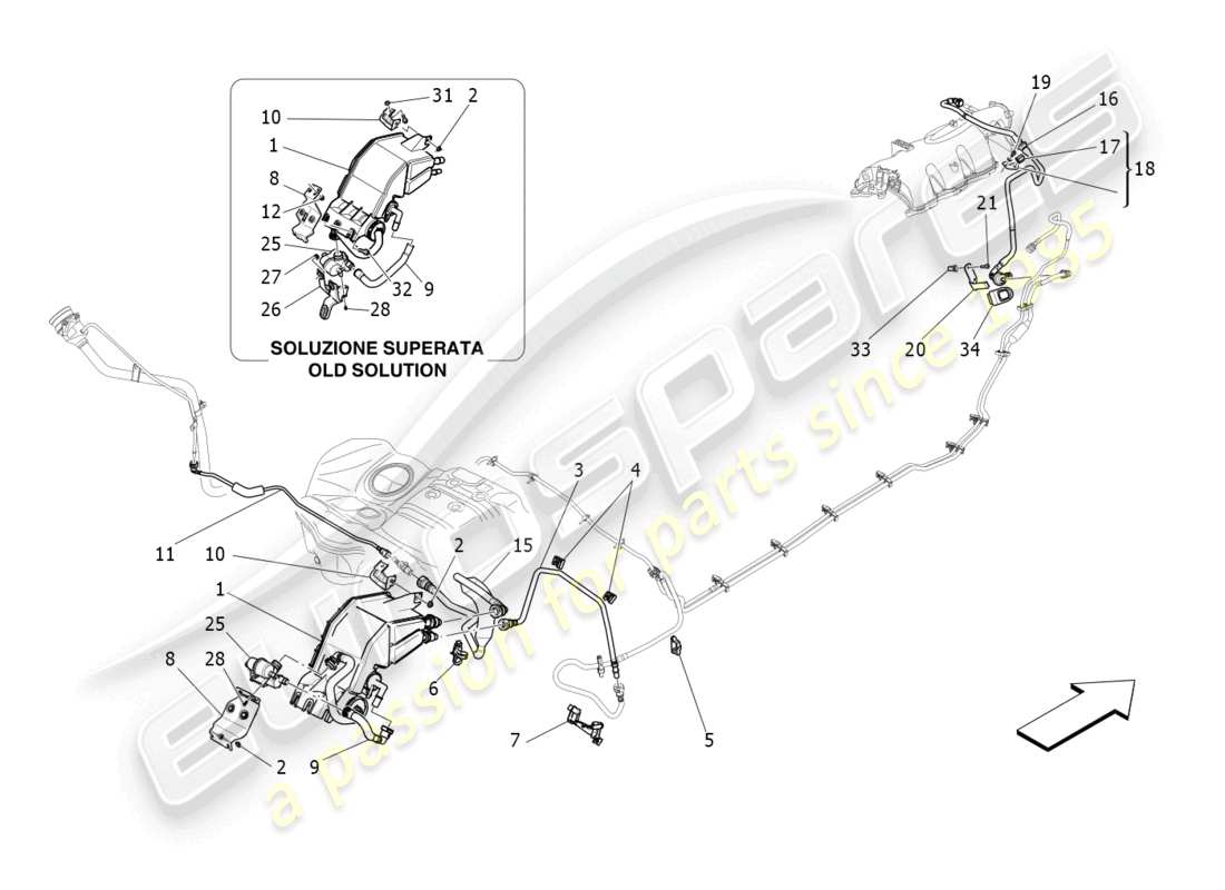 maserati quattroporte (2018) fuel vapour recirculation system part diagram