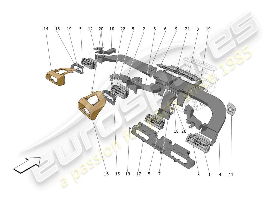 maserati mc20 (2023) a/c unit: diffusion part diagram