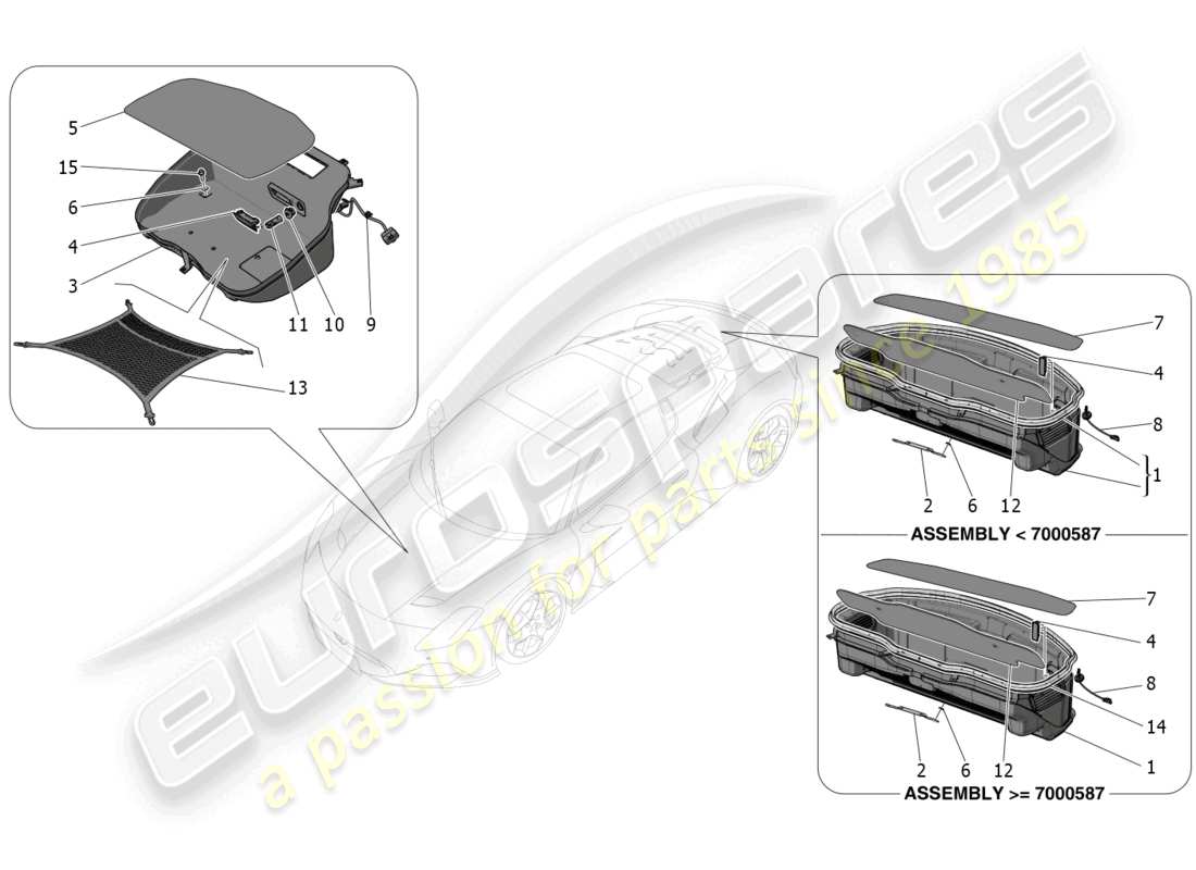 maserati mc20 (2023) trunk compartments part diagram