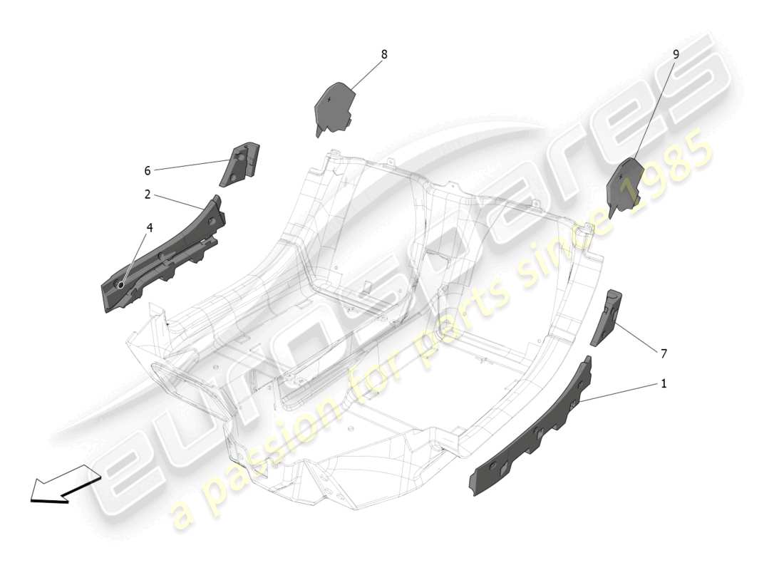 maserati mc20 cielo (2023) sound-proofing panels inside the vehicle part diagram