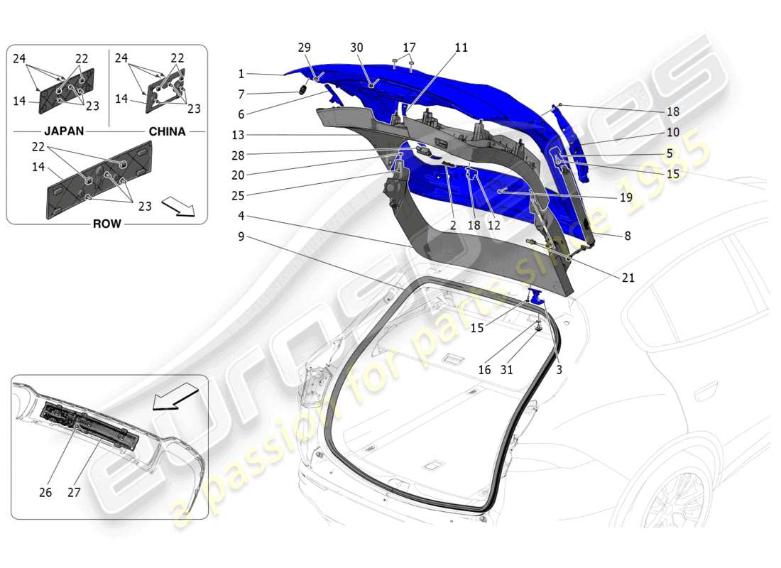 maserati grecale trofeo (2023) rear liftgate part diagram