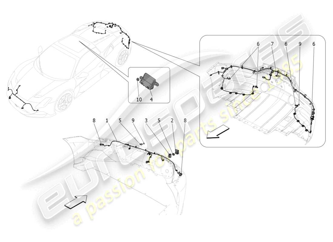 maserati mc20 cielo (2023) parking sensors part diagram