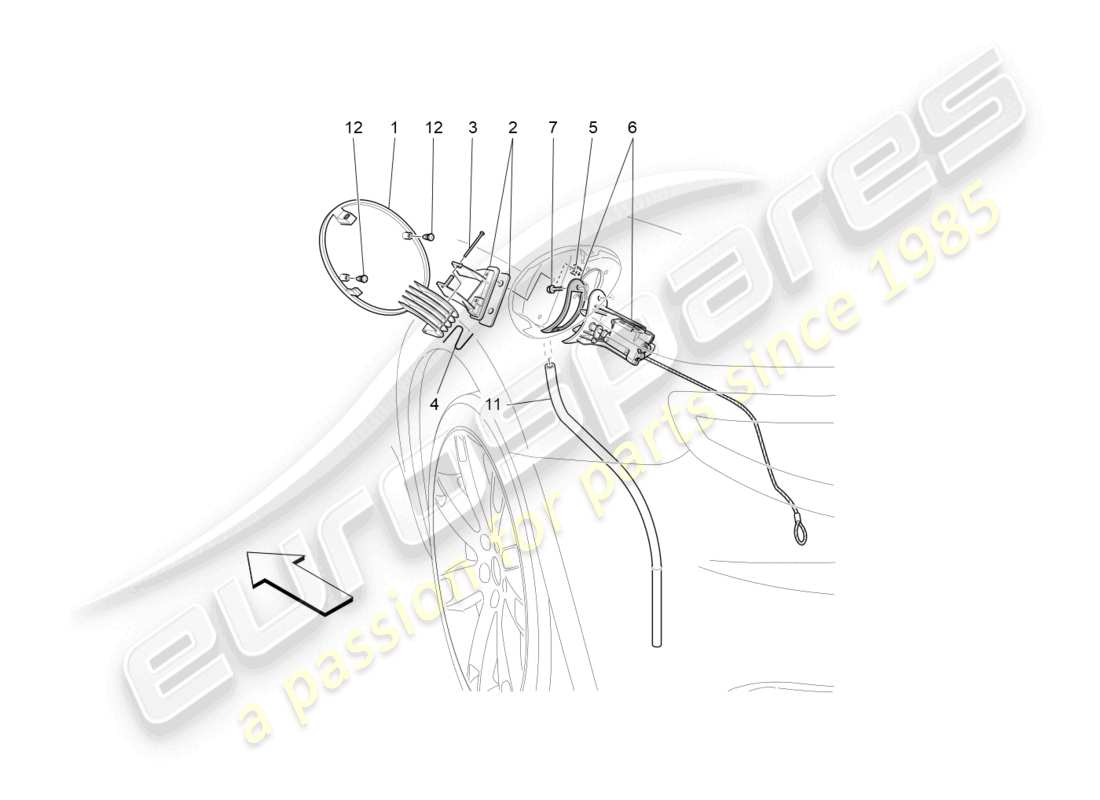 maserati grancabrio mc (2013) fuel tank door and controls part diagram