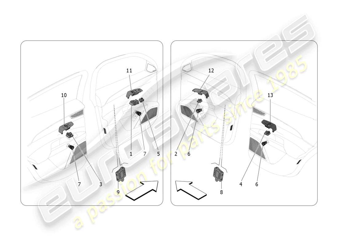 maserati grecale trofeo (2023) door devices part diagram