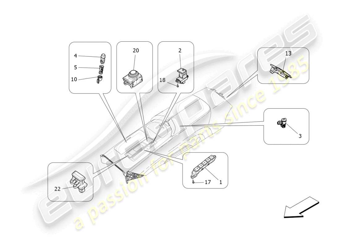 maserati ghibli fragment (2022) centre console devices part diagram