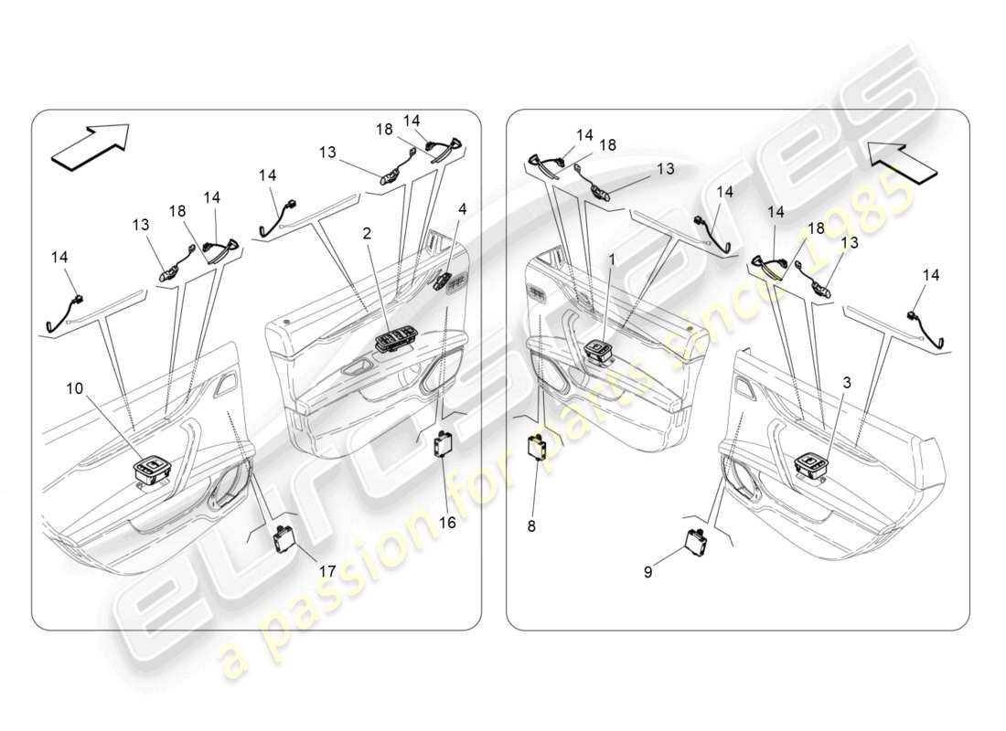 maserati quattroporte (2018) door devices part diagram