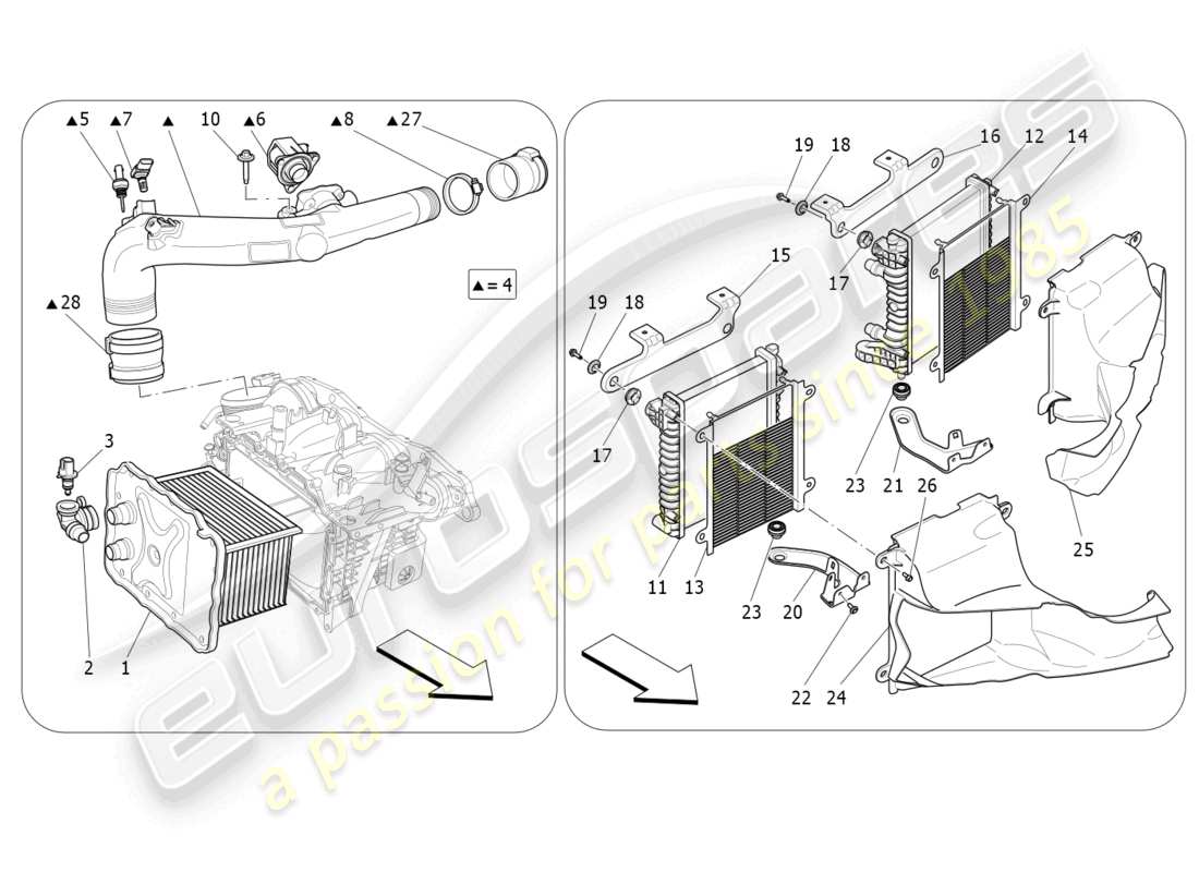 maserati ghibli fragment (2022) intercooler system part diagram