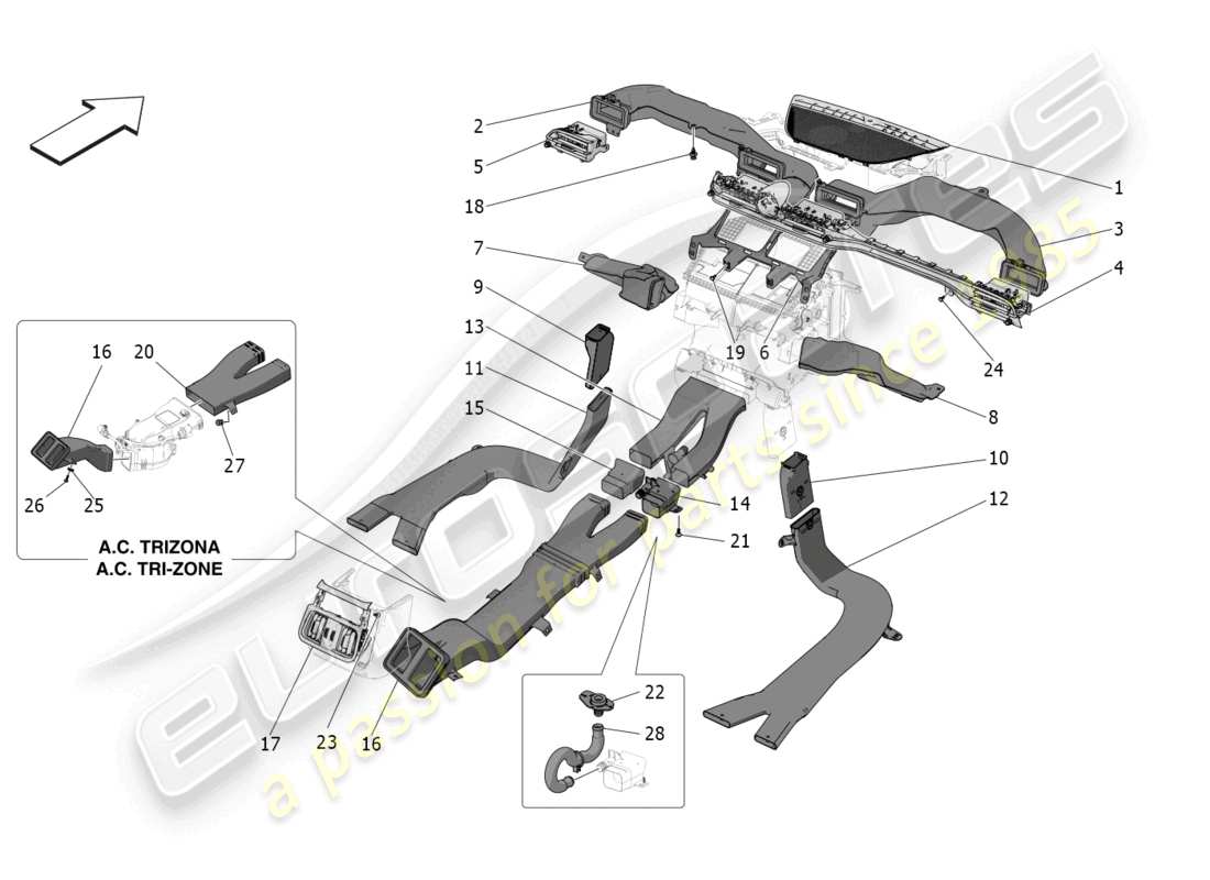 maserati grecale trofeo (2023) a/c unit: diffusion part diagram