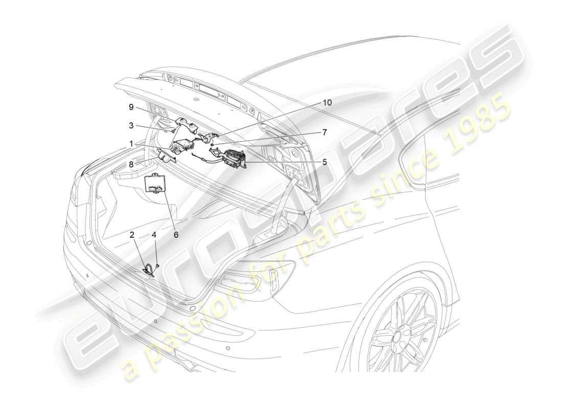 maserati quattroporte (2018) rear lid opening control part diagram