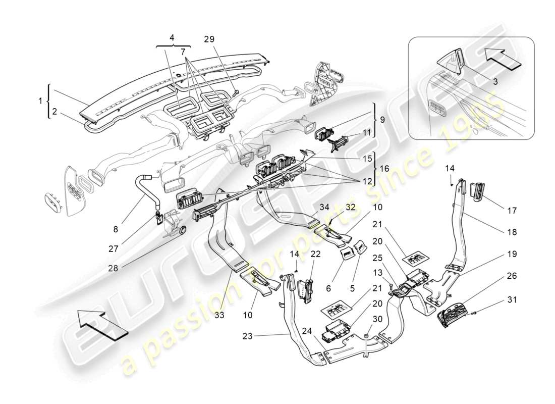 maserati quattroporte (2018) a/c unit: diffusion part diagram