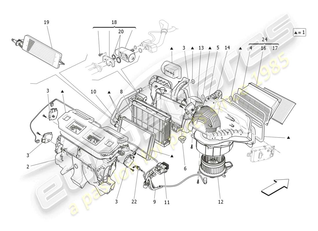 maserati quattroporte (2018) a/c unit: dashboard devices part diagram