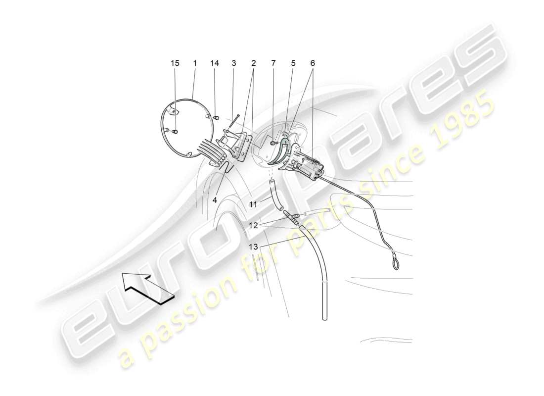 maserati granturismo mc stradale (2012) fuel tank door and controls part diagram