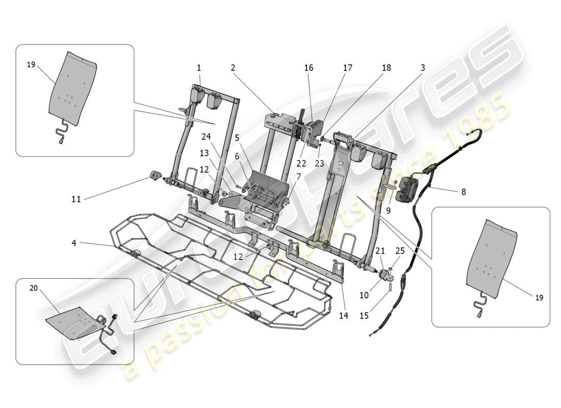 maserati grecale trofeo (2023) rear seats: mechanics and electronics part diagram