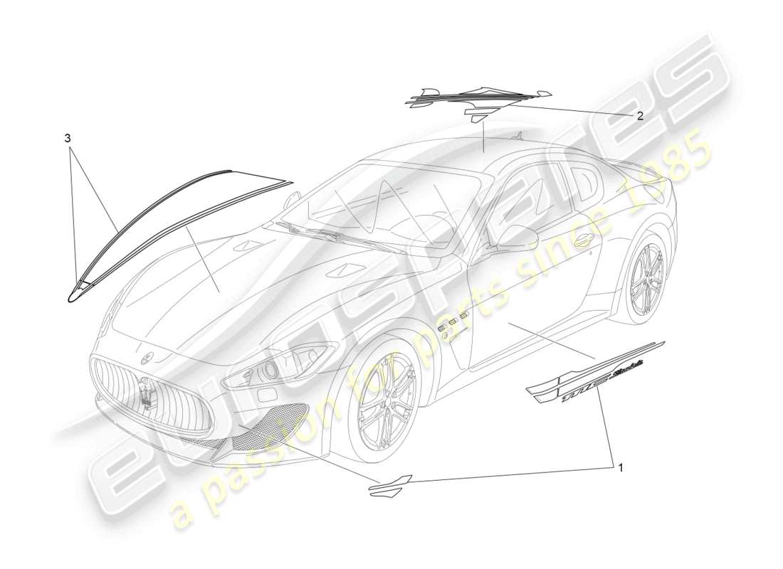 maserati granturismo mc stradale (2012) shields, trims and covering panels part diagram