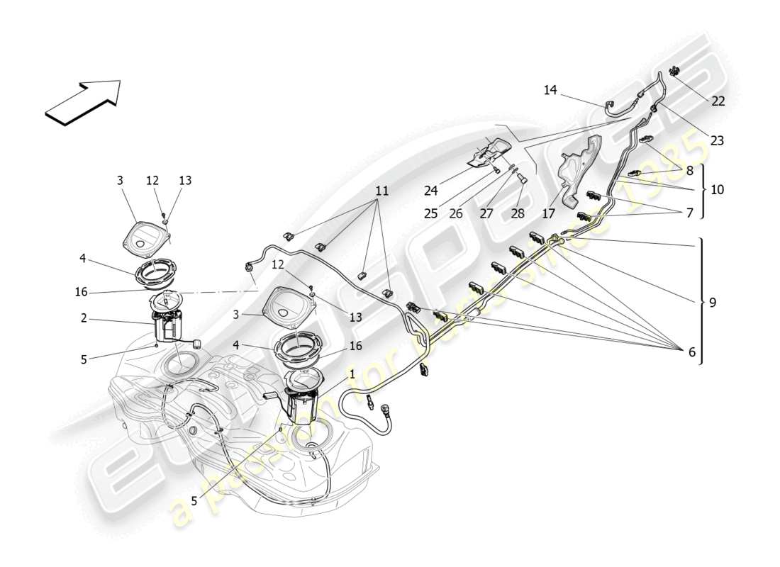 maserati levante (2019) fuel pumps and connection lines part diagram