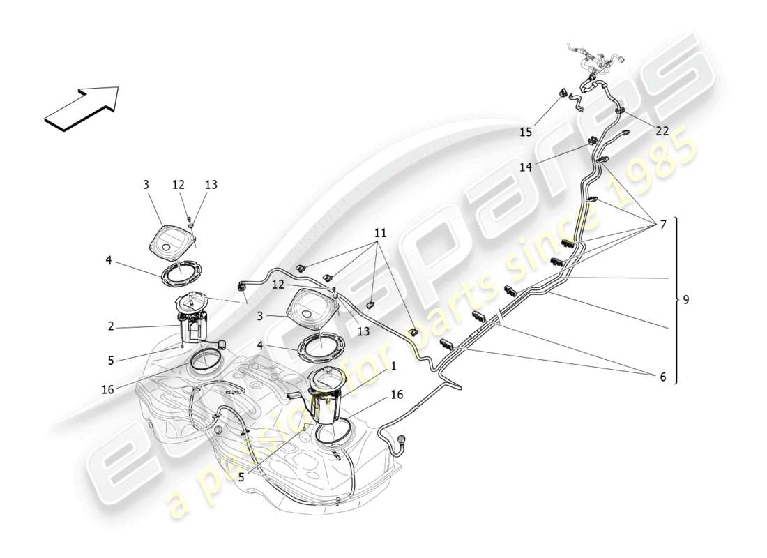 maserati quattroporte (2018) fuel pumps and connection lines part diagram