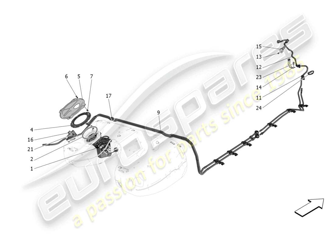 maserati grecale trofeo (2023) fuel pumps and connection lines part diagram