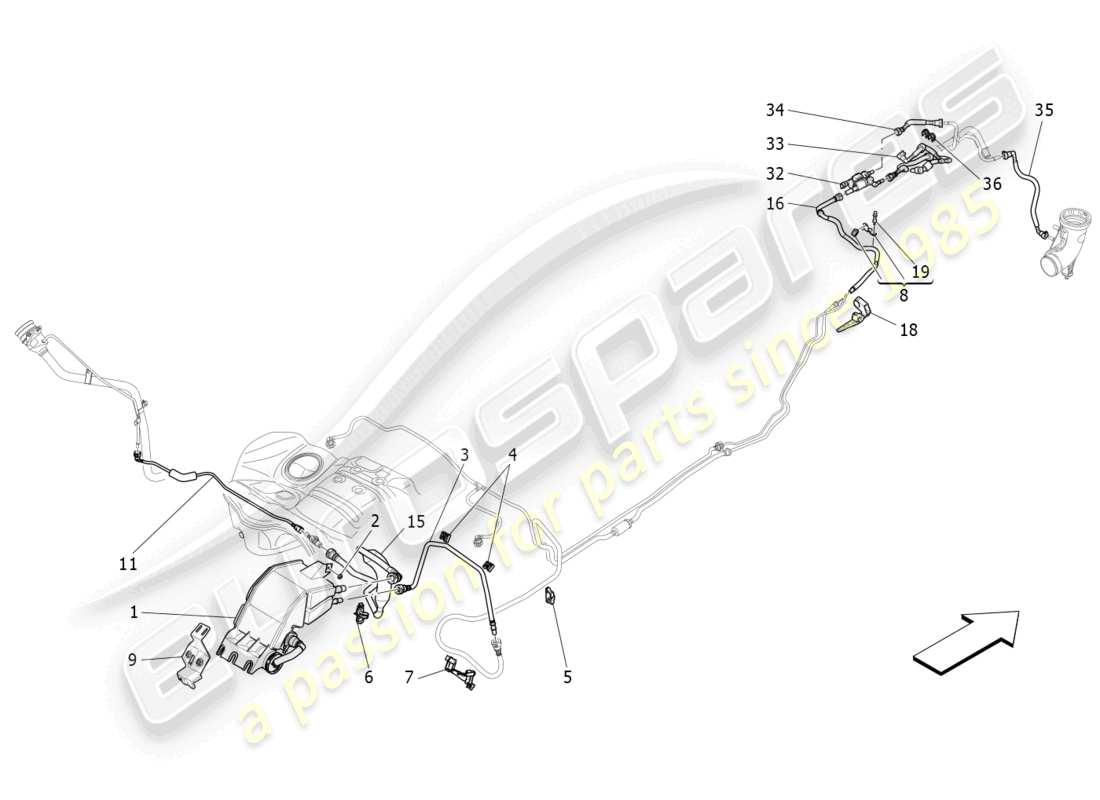 maserati levante gts (2020) fuel vapour recirculation system part diagram