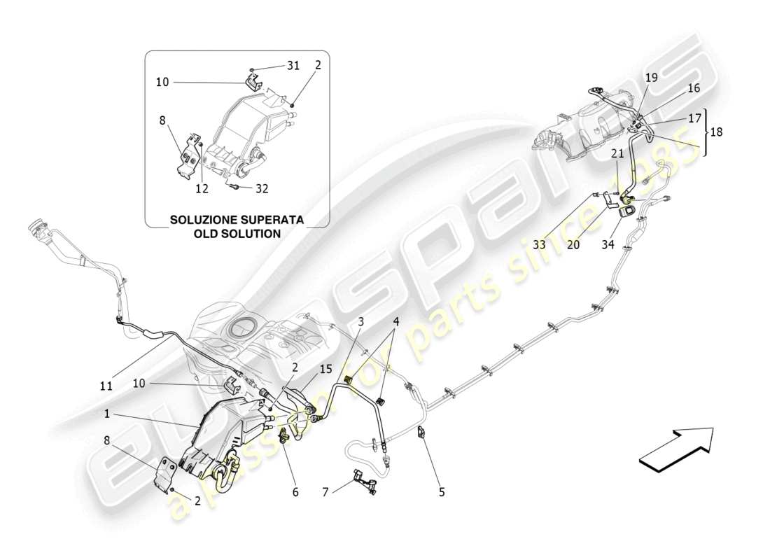 maserati quattroporte (2018) fuel vapour recirculation system part diagram