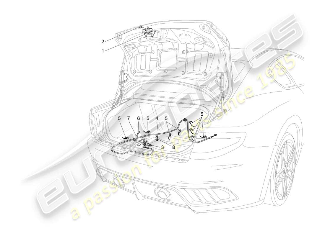 maserati granturismo mc stradale (2011) rear lid opening control part diagram