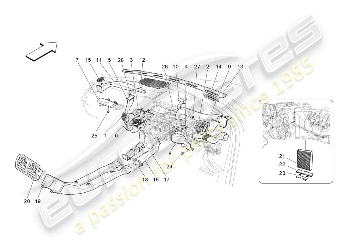 maserati granturismo mc stradale (2012) a/c unit: diffusion part diagram