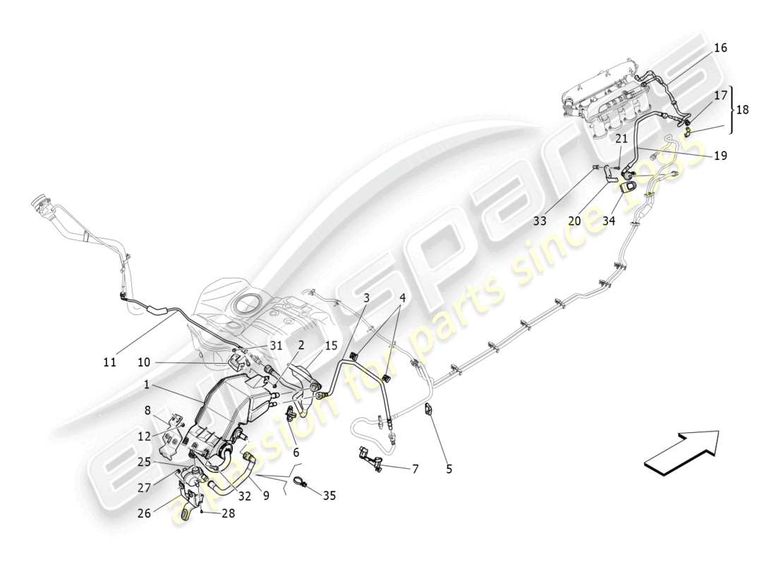 maserati quattroporte (2018) fuel vapour recirculation system part diagram